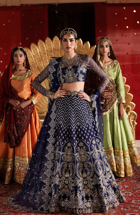 Sultaniya by Akbar Aslam Luxury Embroidered Net Unstitched 3 Piece Suit - Khanzadi - AKA25SULT - Blue - Formals Collection