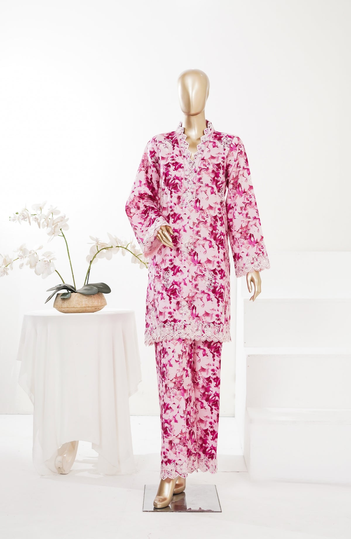 Summer Essentials by Amna Khadija Embroidered Lawn Stitched 2 Piece Suit - AKSE-06 - AM26SRESN - Pink - Summer Collection
