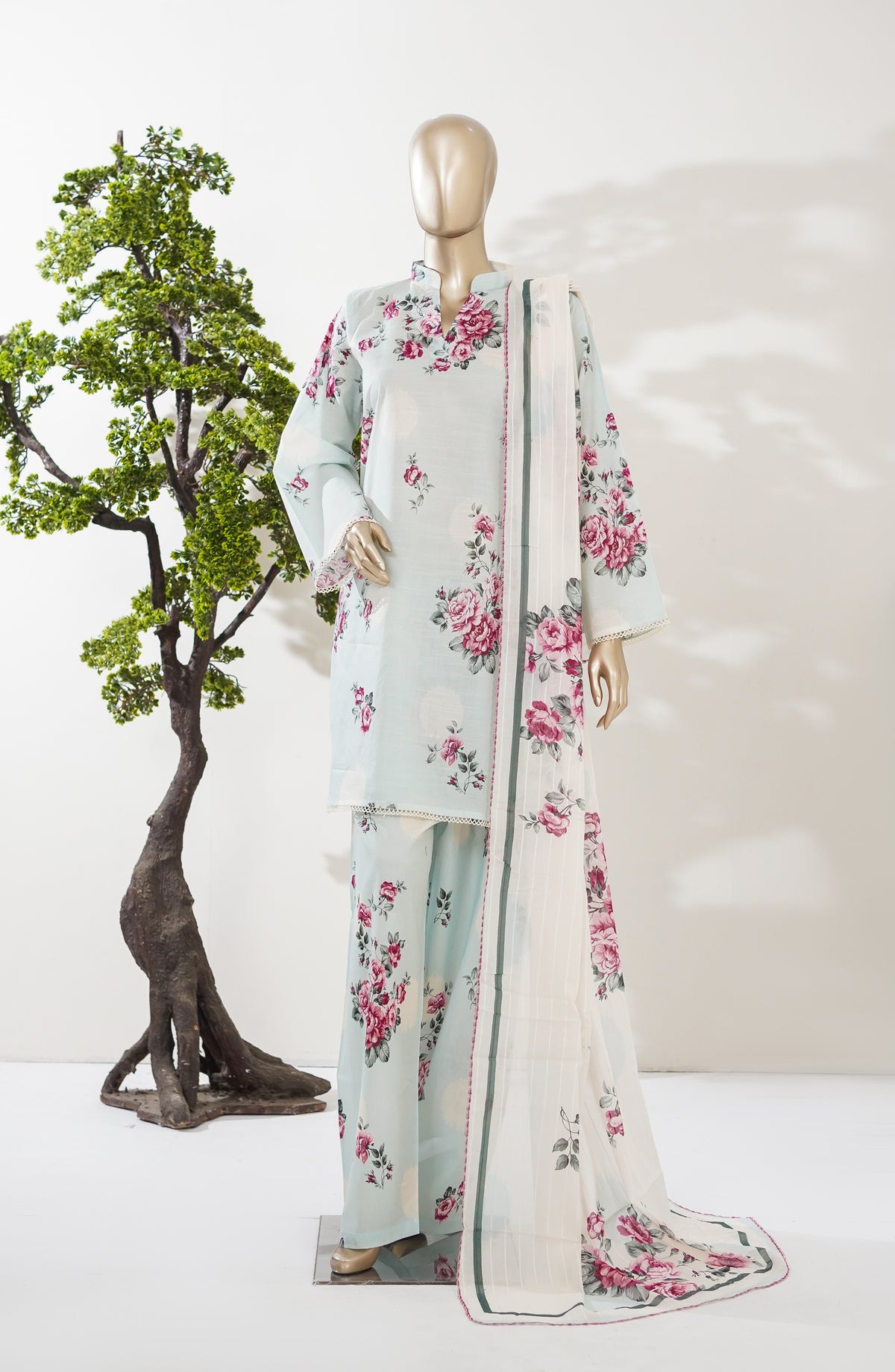 Summer Lines by Amna Khadija Printed Lawn Stitched 3 Piece Suit - AKSL-01 - AM26SMLN - Blue - Summer Collection