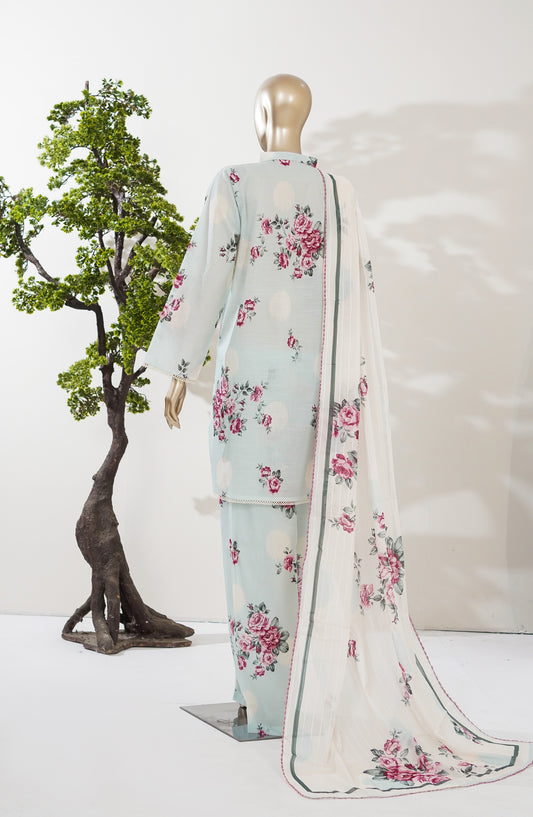 Summer Lines by Amna Khadija Printed Lawn Stitched 3 Piece Suit - AKSL-01 - AM26SMLN - Blue - Summer Collection