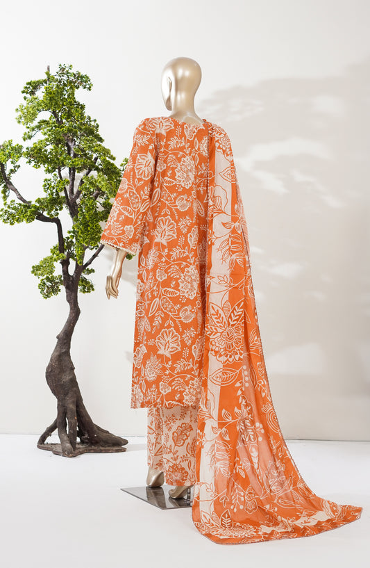 Summer Lines by Amna Khadija Printed Lawn Stitched 3 Piece Suit - AKSL-02 - AM26SMLN - Orange - Summer Collection