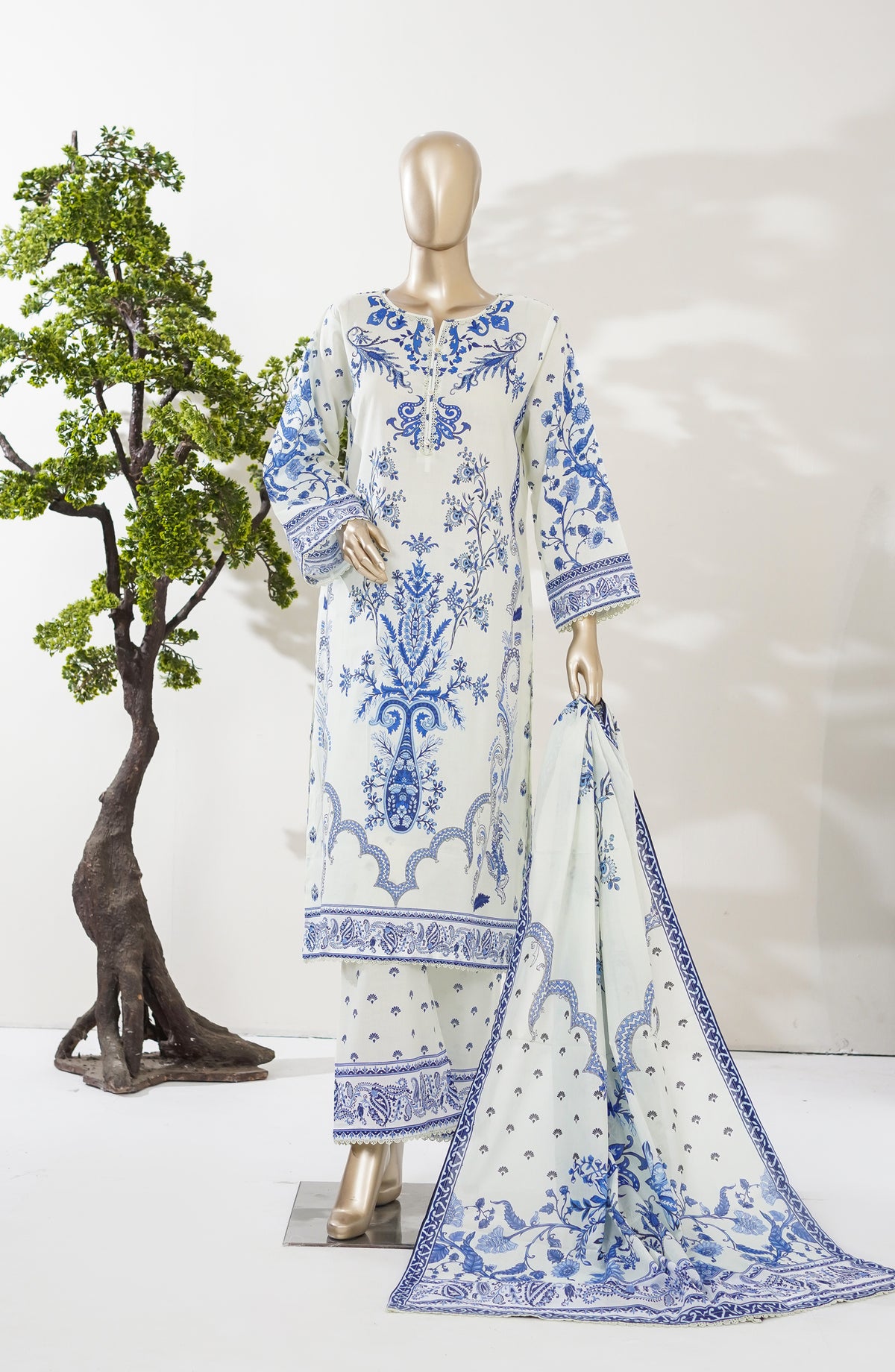 Summer Lines by Amna Khadija Printed Lawn Stitched 3 Piece Suit - AKSL-03 - AM26SMLN - Sky Blue - Summer Collection