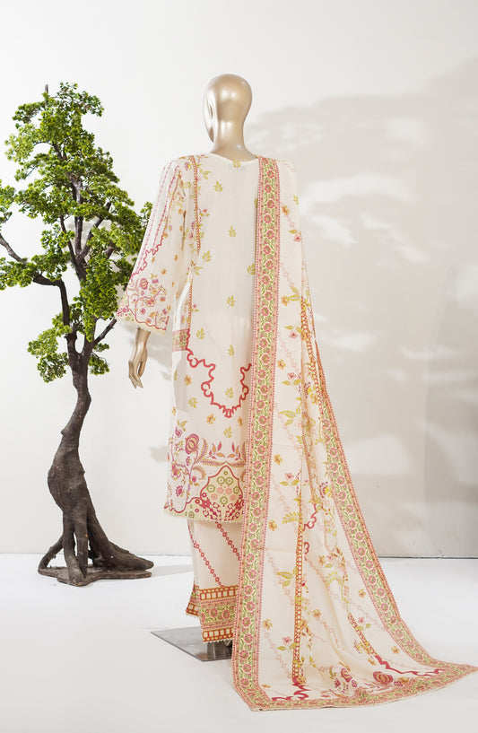 Summer Lines by Amna Khadija Printed Lawn Stitched 3 Piece Suit - AKSL-05 - AM26SMLN - Peach - Summer Collection