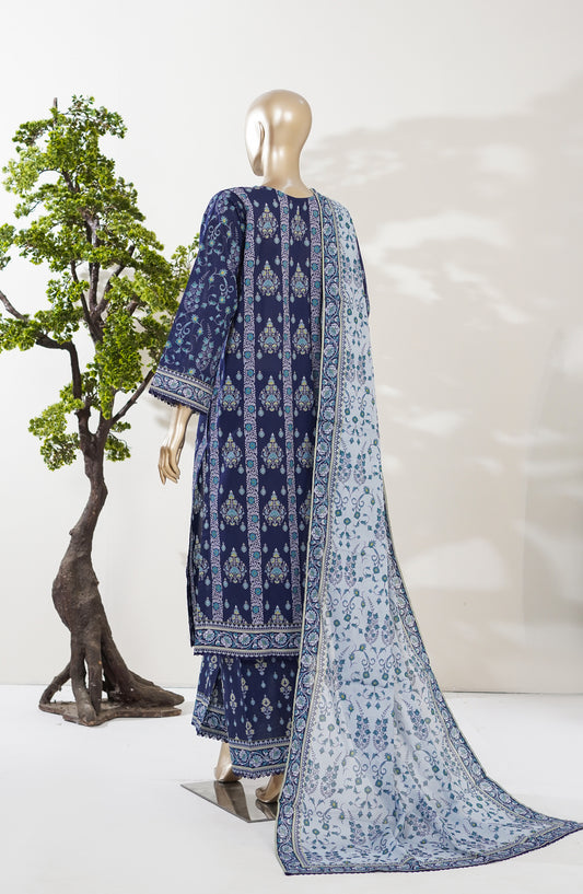 Summer Lines by Amna Khadija Printed Lawn Stitched 3 Piece Suit - AKSL-06 - AM26SMLN - Blue - Summer Collection