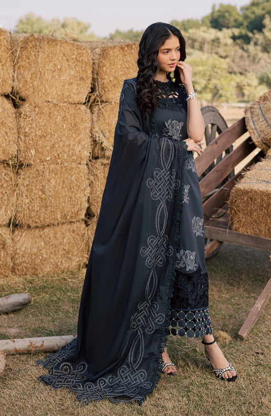 Summer Queen by Parishay Embroidered Lawn Unstitched 3 Piece Suit - SQU-14 - PS26SMQ - Charcoal - Summer Collection