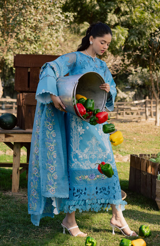 Summer Queen by Parishay Embroidered Lawn Unstitched 3 Piece Suit - SQU-13 - PS26SMQ - Blue - Summer Collection
