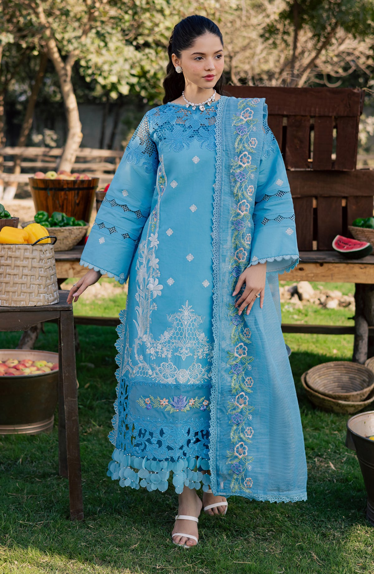 Summer Queen by Parishay Embroidered Lawn Unstitched 3 Piece Suit - SQU-13 - PS26SMQ - Blue - Summer Collection