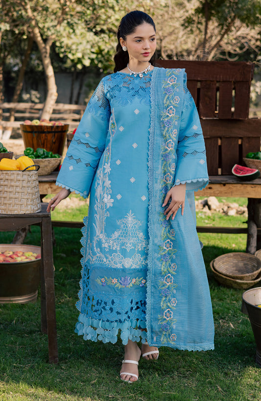 Summer Queen by Parishay Embroidered Lawn Unstitched 3 Piece Suit - SQU-13 - PS26SMQ - Blue - Summer Collection