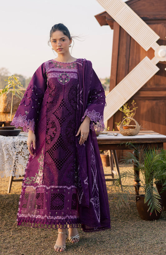Summer Queen by Parishay Embroidered Lawn Unstitched 3 Piece Suit - SQU-07 - PS26SMQ - Purple - Summer Collection