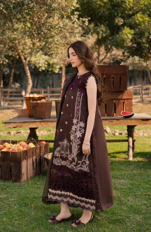 Summer Queen by Parishay Embroidered Lawn Unstitched 3 Piece Suit - SQU-06 - PS26SMQ - Brown - Summer Collection