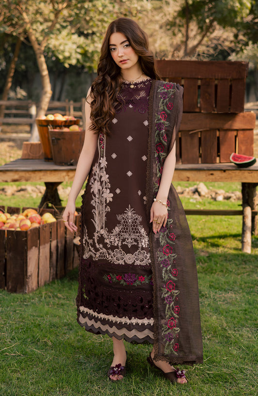 Summer Queen by Parishay Embroidered Lawn Unstitched 3 Piece Suit - SQU-06 - PS26SMQ - Brown - Summer Collection