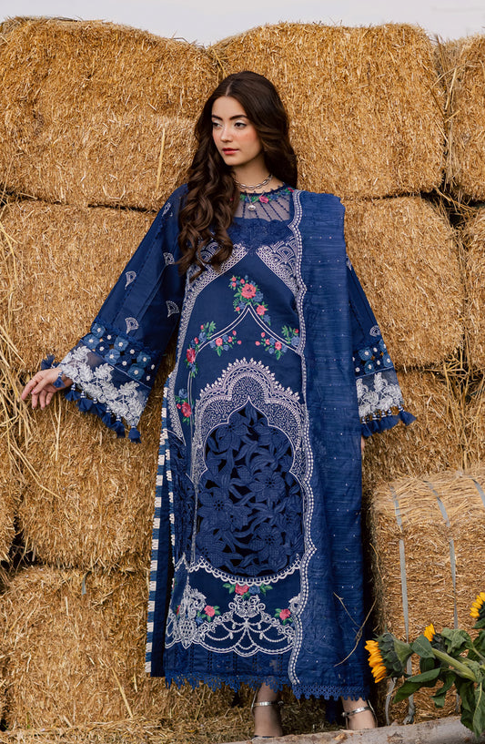 Summer Queen by Parishay Embroidered Lawn Unstitched 3 Piece Suit - SQU-01 - PS26SMQ - Blue - Summer Collection