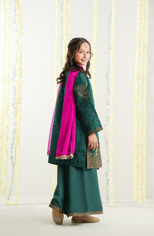 Sunehri by Amna Khadija Embroidered Organza Stitched 3 Piece Suit - SGLF-05 - AM26SGLF - Green - Formal Collection