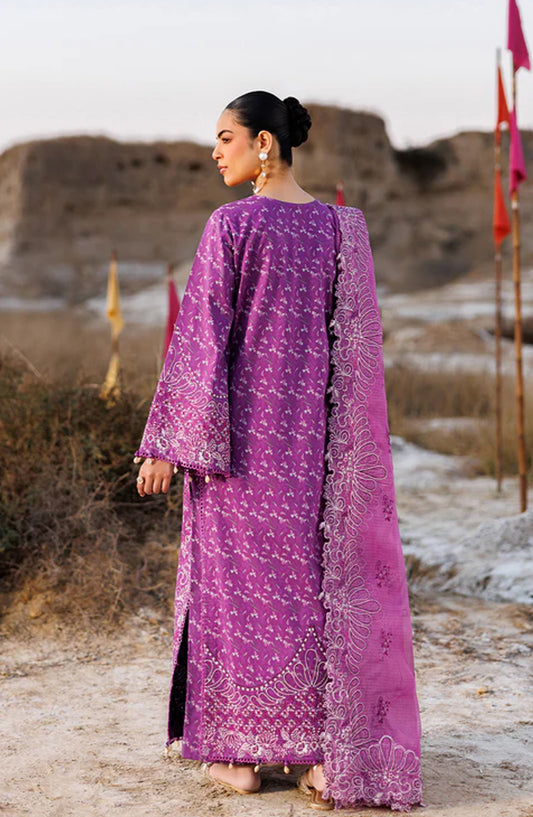 Sunlit Groove by Emaan Adeel Embroidered Lawn Unstitched 3 Piece Suit - FLORAL FRENZY - ED26SNG - Purple - Summer Collection