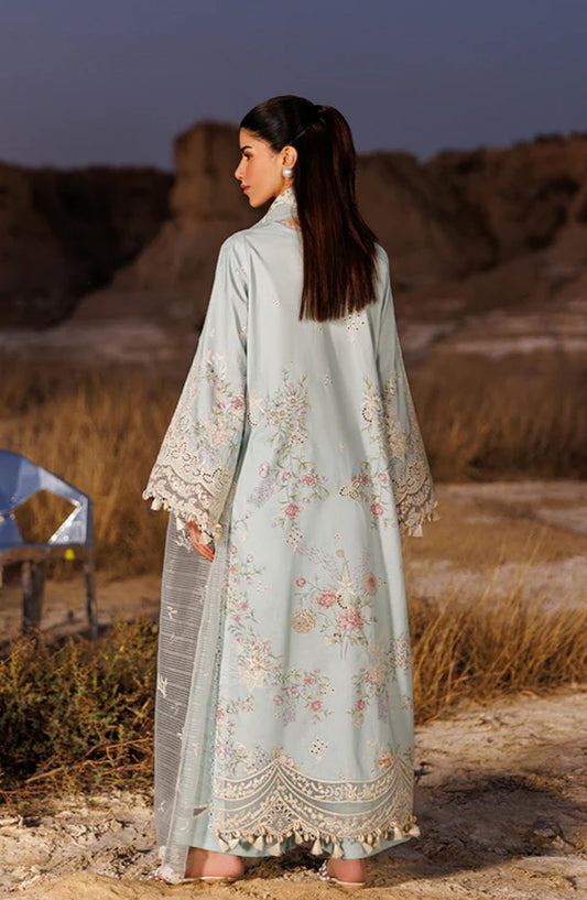 Sunlit Groove by Emaan Adeel Embroidered Lawn Unstitched 3 Piece Suit - MORNING DEW - ED26SNG - Blue - Summer Collection