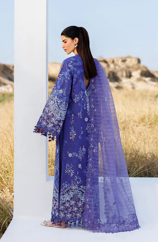 Sunlit Groove by Emaan Adeel Embroidered Lawn Unstitched 3 Piece Suit - PETAL PULSE - ED26SNG - Blue - Summer Collection