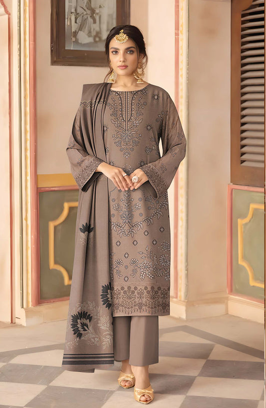 Surati Premium Embroidered Viscose Unstitched 3 Piece Suit - D-03 - SUR25VS - Beige - Winter Collection