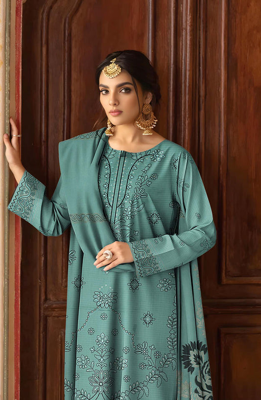 Surati Premium Embroidered Viscose Unstitched 3 Piece Suit - D-04 - SUR25VS - Blue - Winter Collection