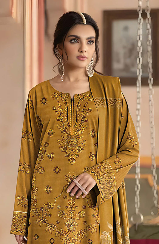 Surati Premium Embroidered Viscose Unstitched 3 Piece Suit - D-06 - SUR25VS - Mustard - Winter Collection