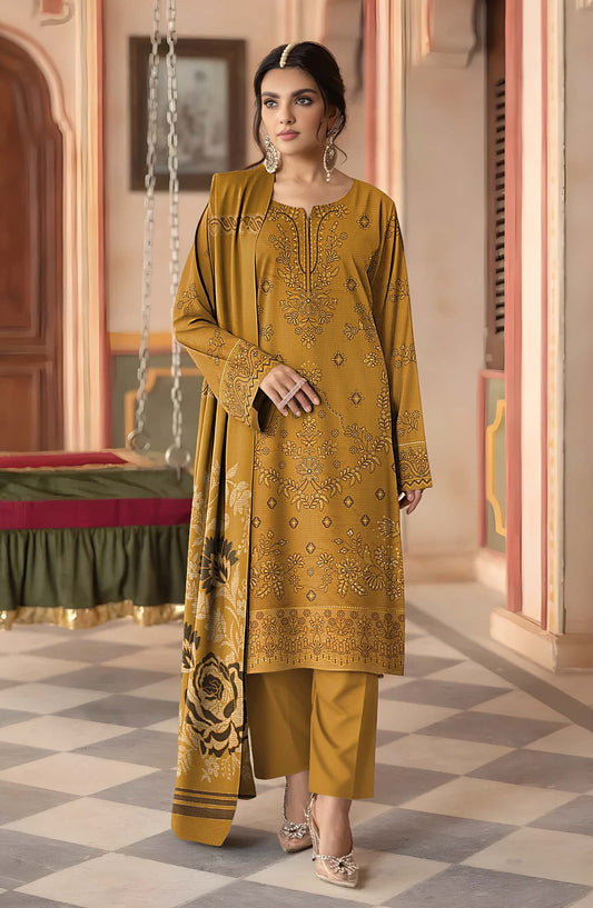Surati Premium Embroidered Viscose Unstitched 3 Piece Suit - D-06 - SUR25VS - Mustard - Winter Collection