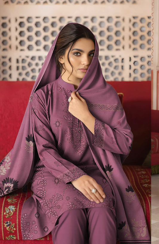 Surati Premium Embroidered Viscose Unstitched 3 Piece Suit - D-08 - SUR25VS - Purple - Winter Collection