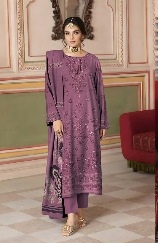 Surati Premium Embroidered Viscose Unstitched 3 Piece Suit - D-08 - SUR25VS - Purple - Winter Collection