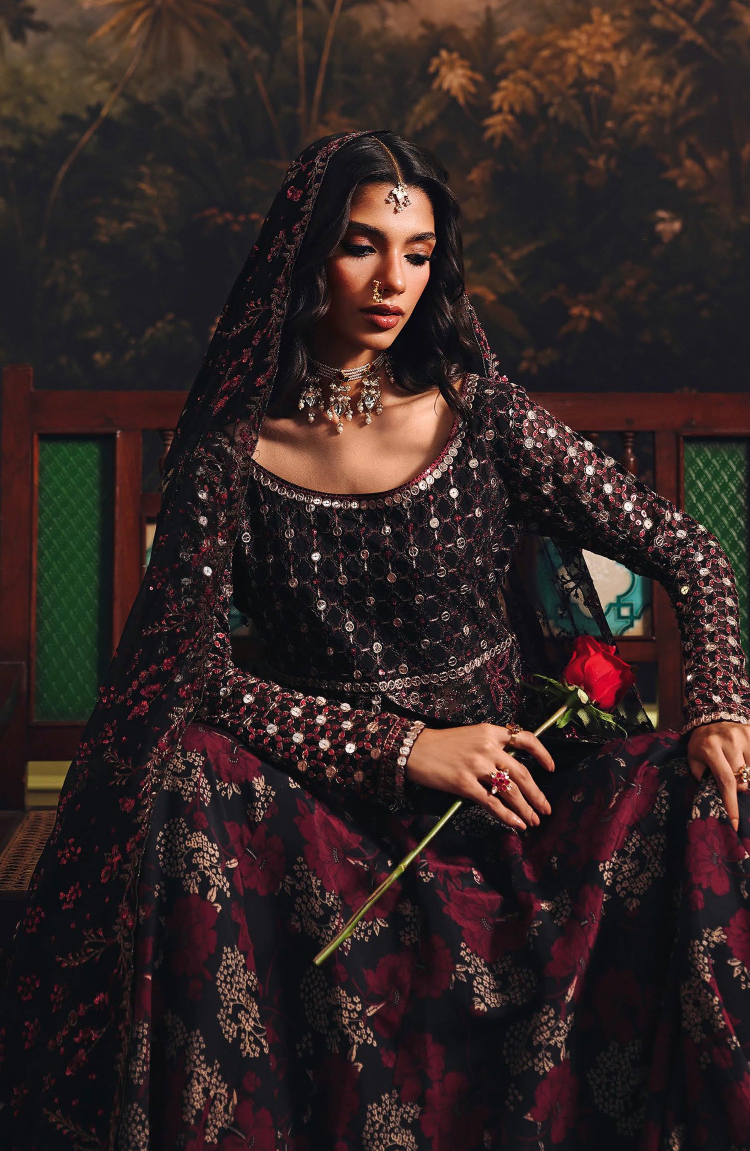 Suroor by Ramsha Luxury Embroidered Raw Silk Unstitched 3 Piece Suit - SR-102 Masakali - RM26SR - Black - Formal Collection