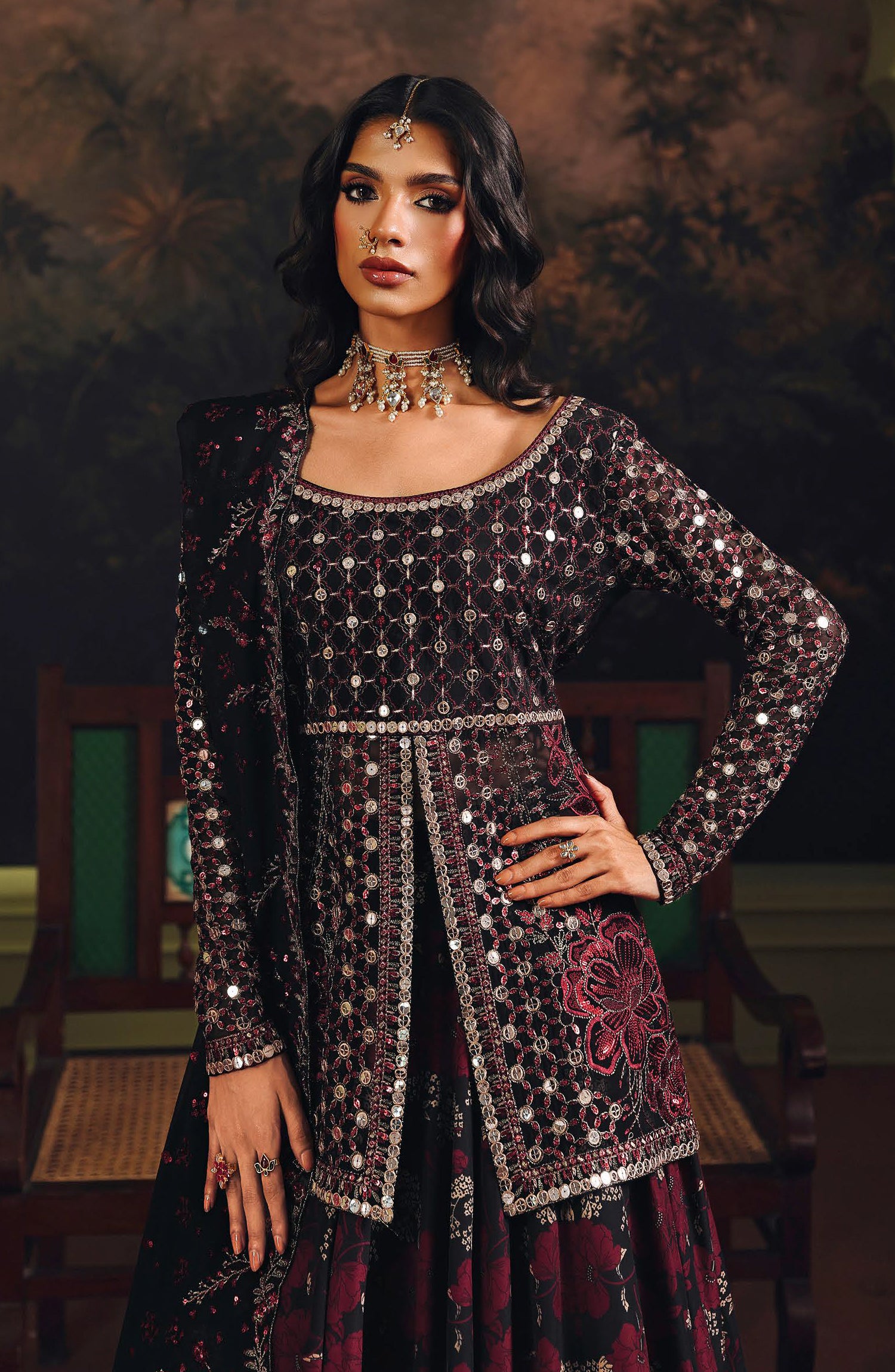 Suroor by Ramsha Luxury Embroidered Raw Silk Unstitched 3 Piece Suit - SR-102 Masakali - RM26SR - Black - Formal Collection