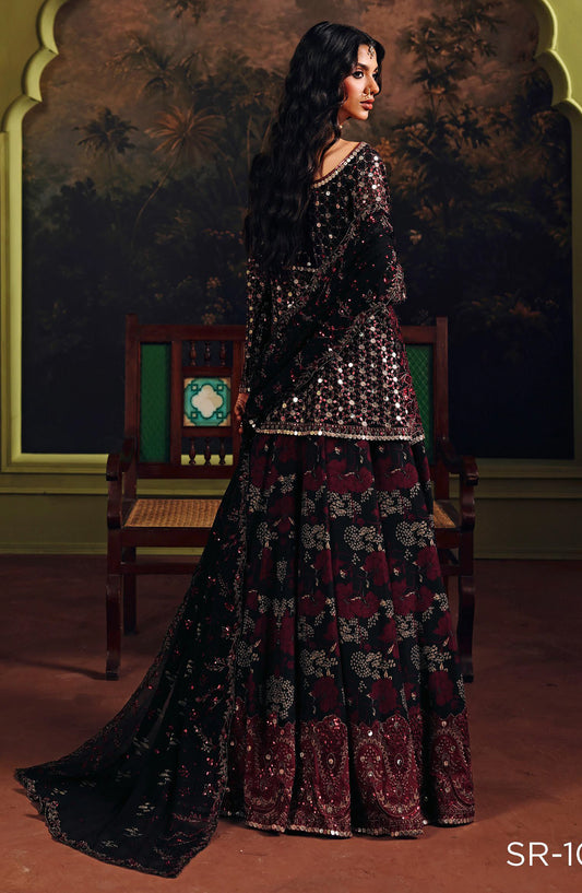 Suroor by Ramsha Luxury Embroidered Raw Silk Unstitched 3 Piece Suit - SR-102 Masakali - RM26SR - Black - Formal Collection