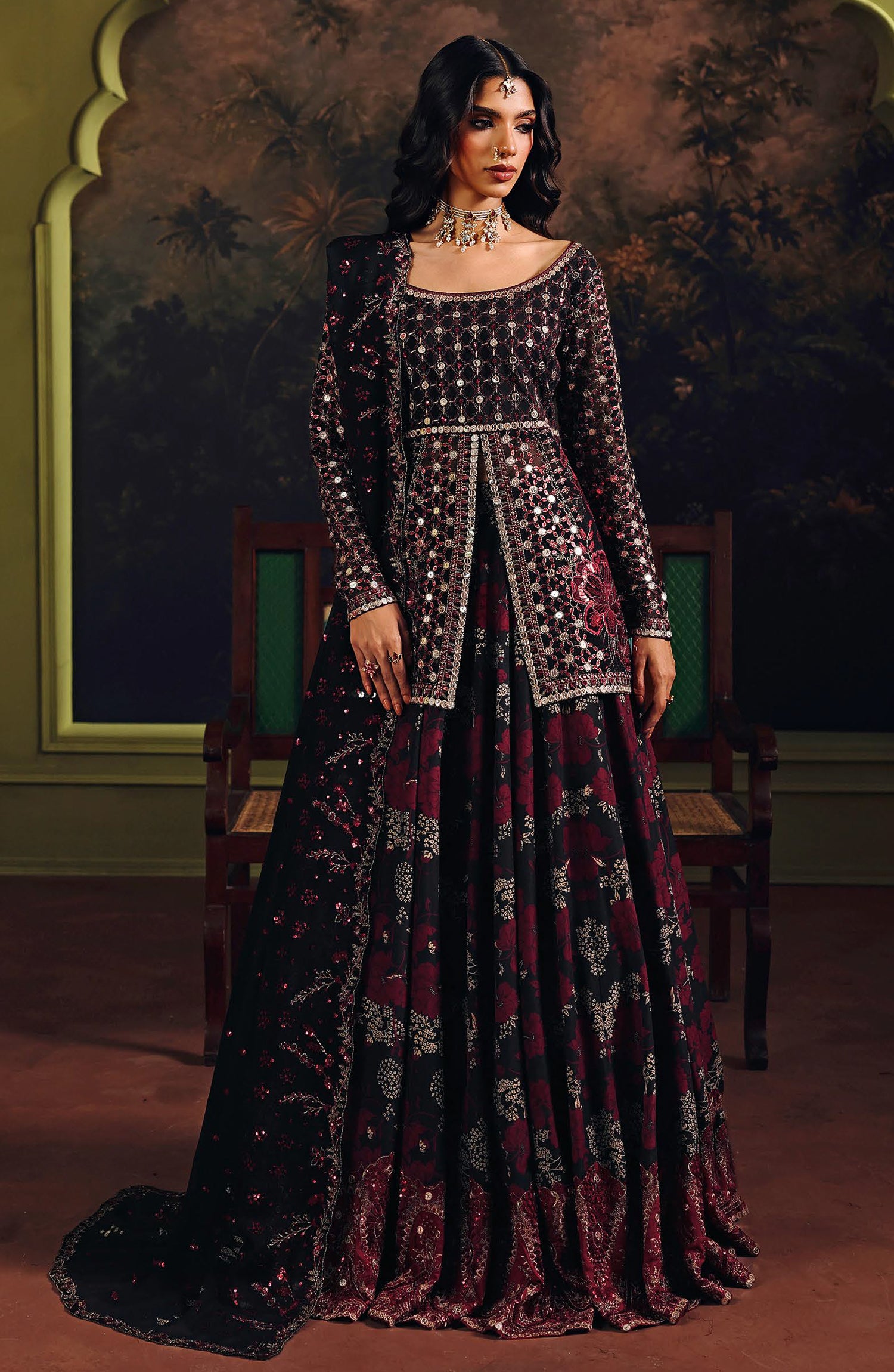 Suroor by Ramsha Luxury Embroidered Raw Silk Unstitched 3 Piece Suit - SR-102 Masakali - RM26SR - Black - Formal Collection