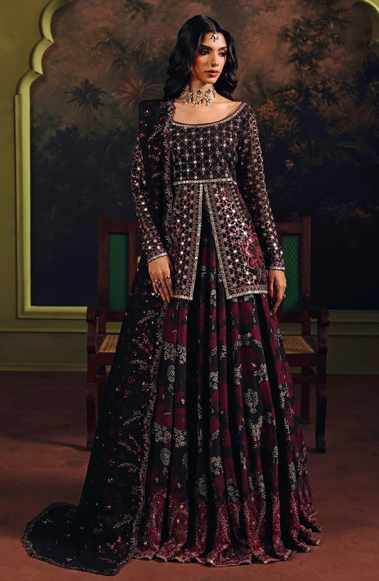 Suroor by Ramsha Luxury Embroidered Raw Silk Unstitched 3 Piece Suit - SR-102 Masakali - RM26SR - Black - Formal Collection