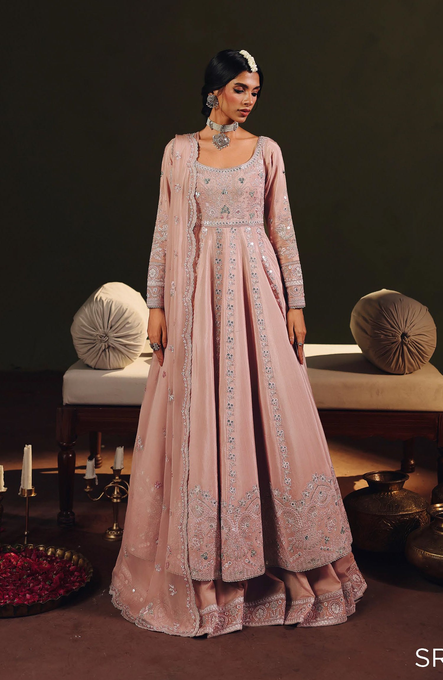Suroor by Ramsha Luxury Embroidered Raw Silk Unstitched 3 Piece Suit - SR-104 Nazakat - RM26SR - Pink - Formal Collection