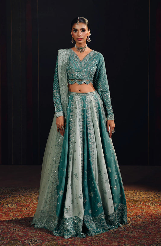 Suroor by Ramsha Luxury Embroidered Raw Silk Unstitched 3 Piece Suit - SR-107 Feroza - RM26SR - Sea Green - Formal Collection