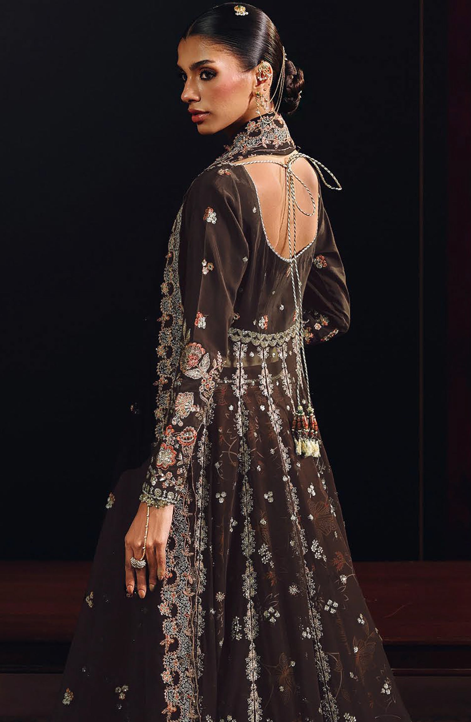 Suroor by Ramsha Luxury Embroidered Raw Silk Unstitched 3 Piece Suit - SR-108 Sahiba - RM26SR - Brown - Formal Collection