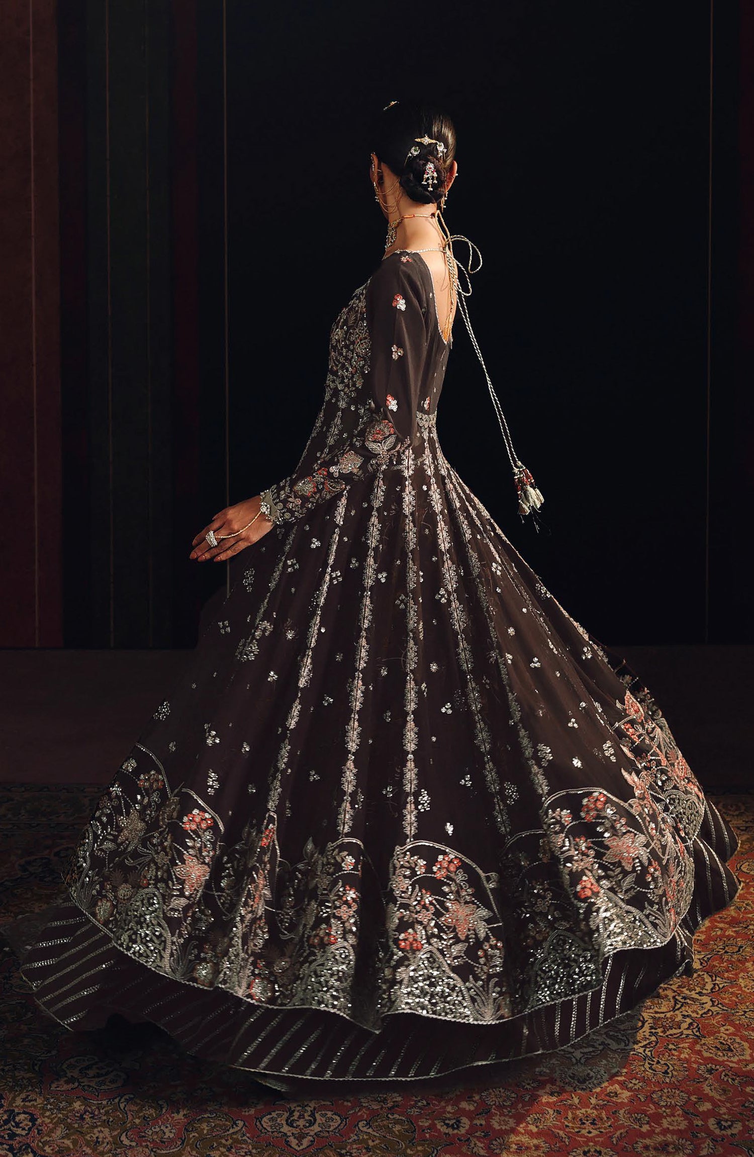 Suroor by Ramsha Luxury Embroidered Raw Silk Unstitched 3 Piece Suit - SR-108 Sahiba - RM26SR - Brown - Formal Collection