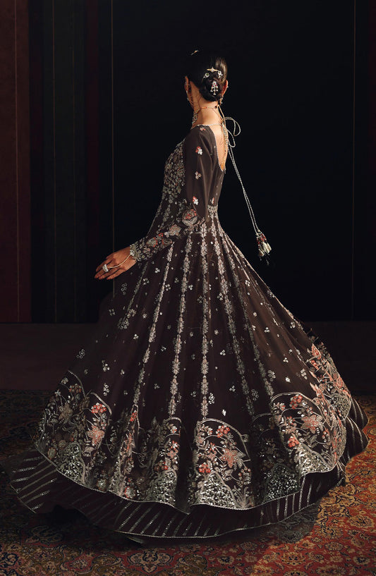 Suroor by Ramsha Luxury Embroidered Raw Silk Unstitched 3 Piece Suit - SR-108 Sahiba - RM26SR - Brown - Formal Collection
