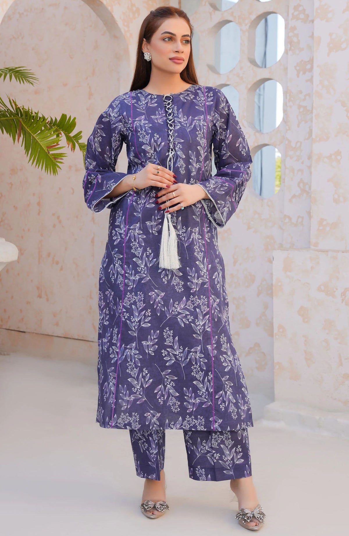 Threads N Weaves Printed Lawn Stitched 2 Piece Suit - RTWL25102 Regal Purple Floral - TNW25SPL - Purple - Summer Collection