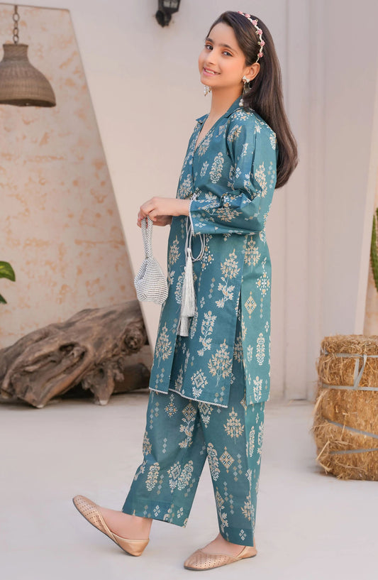 Threads N Weaves Printed Lawn Stitched 2 Piece Suit - RTWL25103 Teal Elegance - TNW25SPL - Blue - Summer Collection