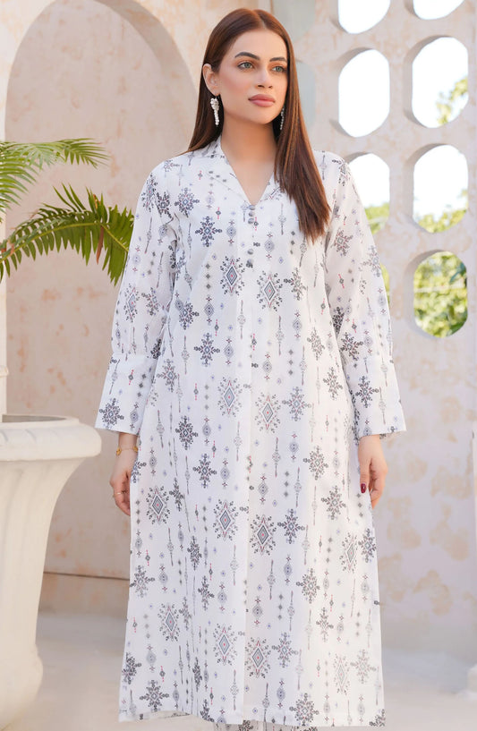 Threads N Weaves Printed Lawn Stitched 2 Piece Suit - RTWL25107 White Elegance - TNW25SPL - White - Summer Collection