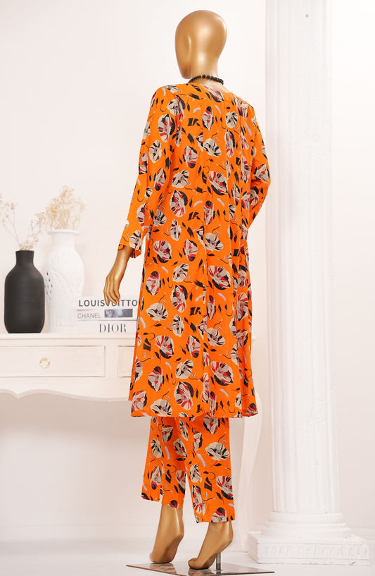 Amna Khadija Printed Lawn Stitched 2 Piece Suit - TPC-07 - AM25TPC - Orange - Summer Collection