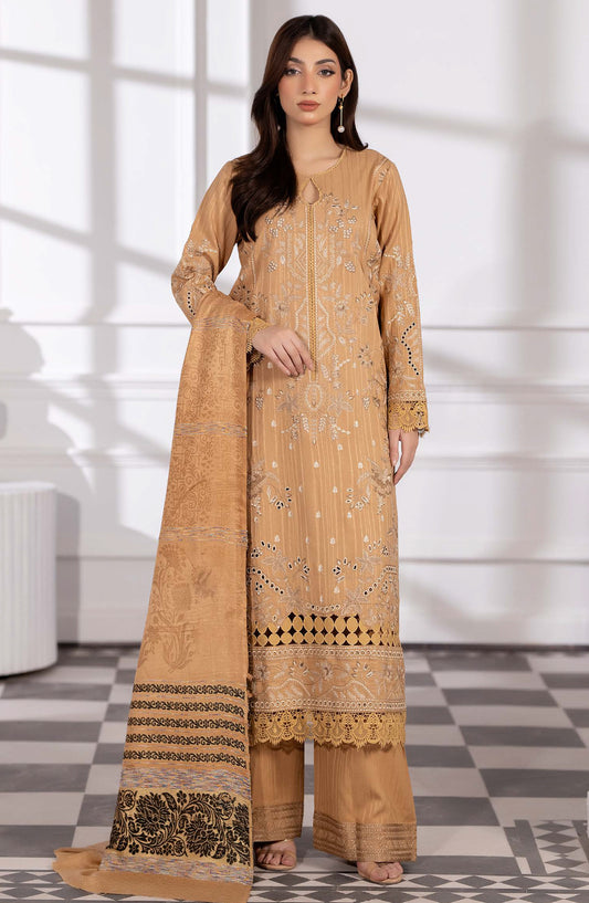 Tanim by Johra Embroidered Winter Fabric Unstitched 3 Piece Suit - JW-756 - JH25TANIM - Beige - Winter Collection