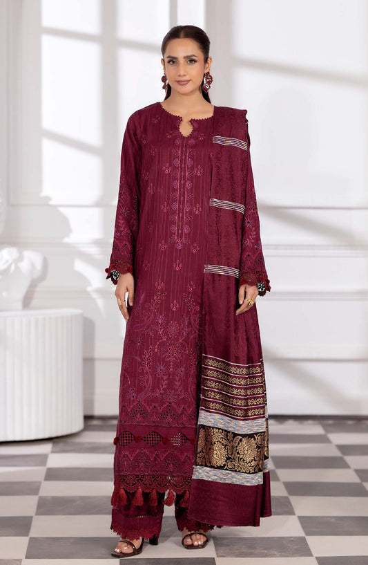Tanim by Johra Embroidered Winter Fabric Unstitched 3 Piece Suit - JW-755 - JH25TANIM - Purple - Winter Collection