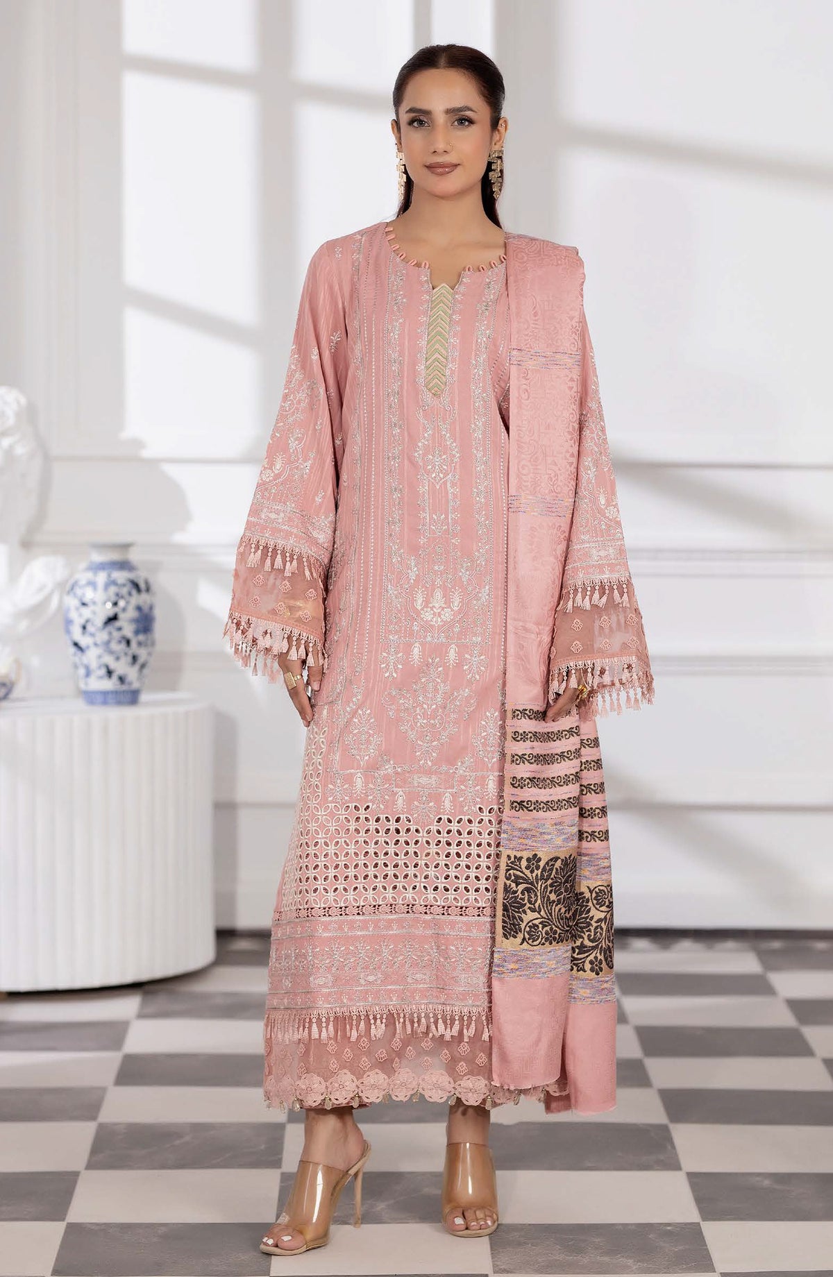 Tanim by Johra Embroidered Winter Fabric Unstitched 3 Piece Suit - JW-752 - JH25TANIM - Pink - Winter Collection
