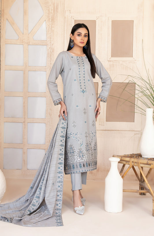 Tareef by Tawakkal Fabrics Embroidered Karandi Unstitched 3 Piece Suit - D-4473 - TF25TRF - Blue - Winter Collection