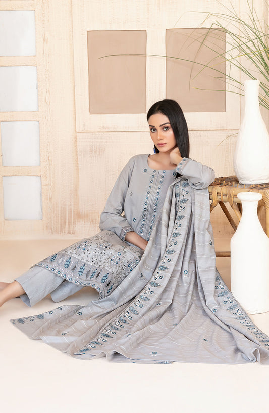 Tareef by Tawakkal Fabrics Embroidered Karandi Unstitched 3 Piece Suit - D-4473 - TF25TRF - Blue - Winter Collection