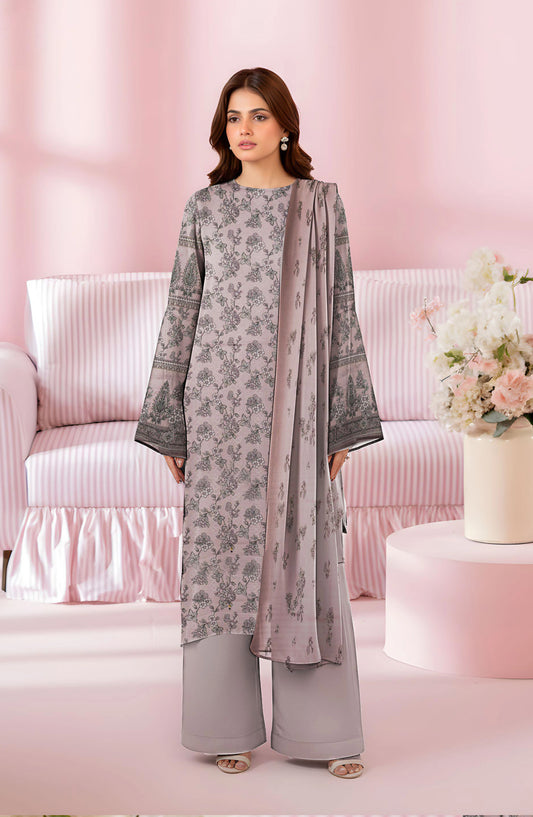 Tasneem Digital Printed Slub Dhanak Unstitched 3 Piece Suit - Design-02 - TSN25SD - Pink - Winter Collection