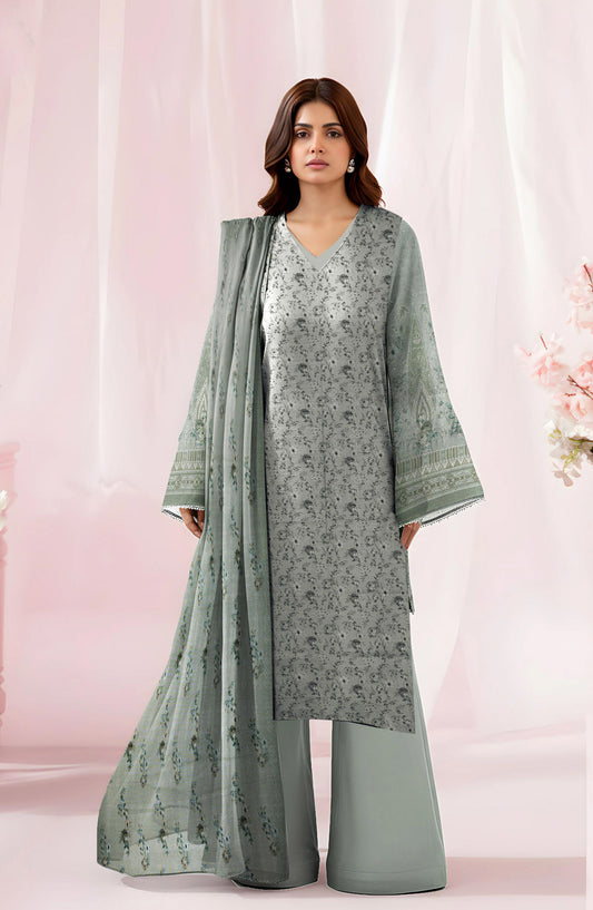 Tasneem Digital Printed Slub Dhanak Unstitched 3 Piece Suit - Design-04 - TSN25SD - Green - Winter Collection