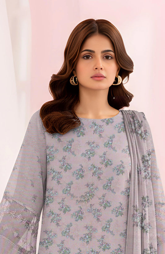 Tasneem Digital Printed Slub Dhanak Unstitched 3 Piece Suit - Design-09 - TSN25SD - Pink - Winter Collection