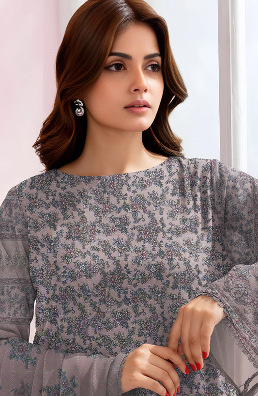 Tasneem Digital Printed Slub Dhanak Unstitched 3 Piece Suit - Design-10 - TSN25SD - Pink - Winter Collection
