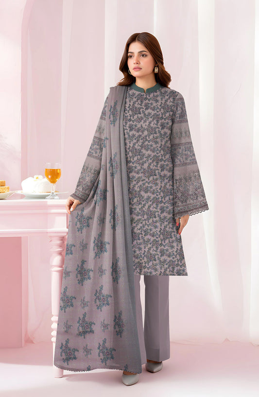 Tasneem Digital Printed Slub Dhanak Unstitched 3 Piece Suit - Design-10 - TSN25SD - Pink - Winter Collection